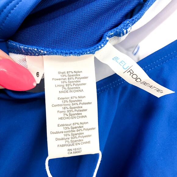BLEU ROD BEATTIE Ring Master Drape One-Piece Swinsuit US 6 Blue Azure NWT - Picture 9 of 11